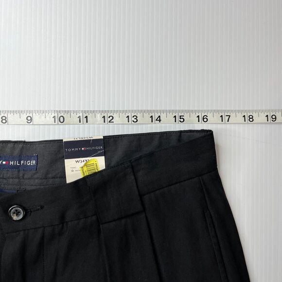 Tommy Hilfiger Mens Black Silk Blend Chino Pleated Dress Pants 34x32 NWT - Picture 4 of 7